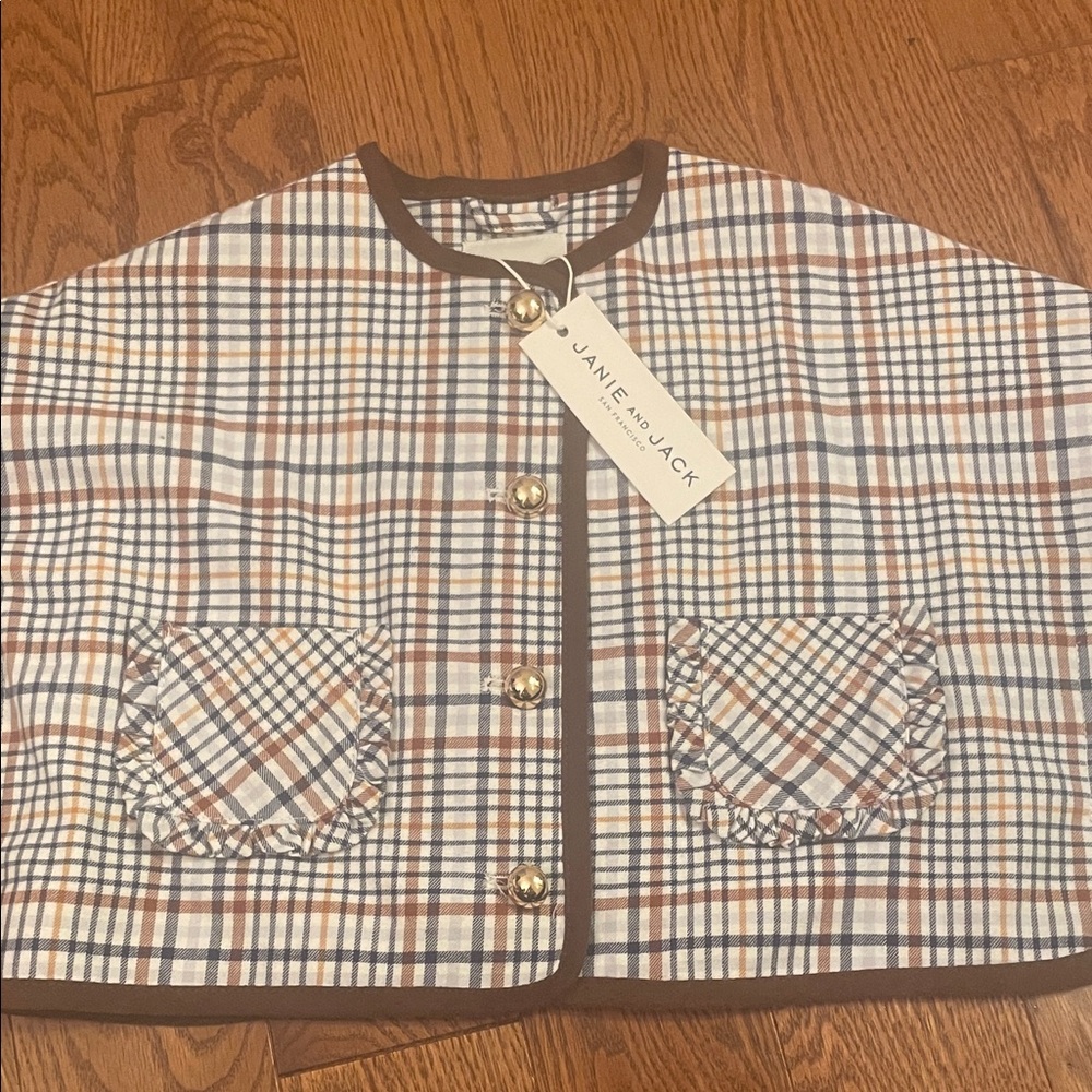 Janie and Jack Kids Plaid Cape - Brown and White